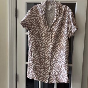 Anthropologie Stylish Brown and White Patterned Dress